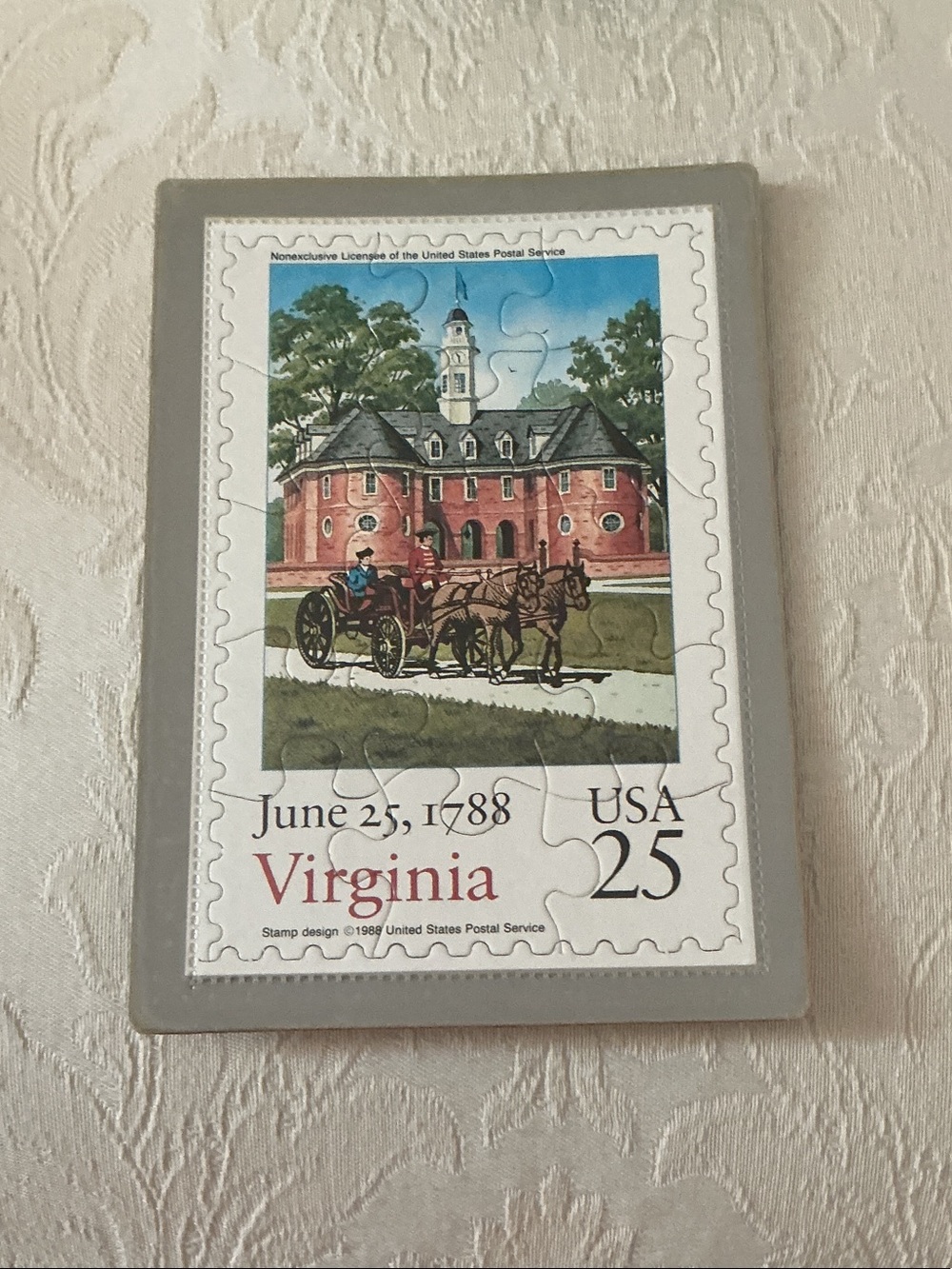 Vintage Virginia commemorative stamp postcard puzzle new